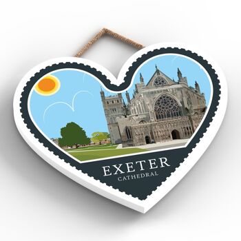P4590 - Exeter Cathedral Works Of K Pearson Seaside Town Illustration Plaque à suspendre en bois 2