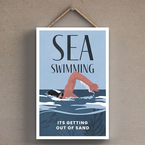 P4592 - Sea Swimming Illustration Sports Theme Printed Onto A Wooden Hanging Plaque