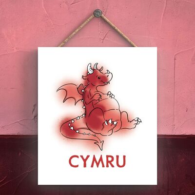 P4604 - Cymru Wales Cute Welsh Dragon Sign Decorative Hanging Wooden Plaque