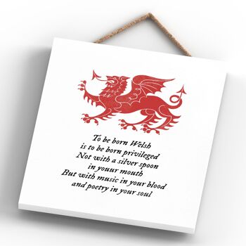 P4606 - To Be Born Welsh Dragon Sign Plaque décorative en bois à suspendre 4