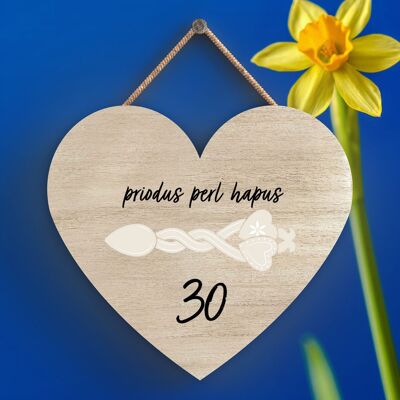 P4620 - Placca da appendere a forma di cuore in legno per 30° anniversario di matrimonio Welsh Love Spoon