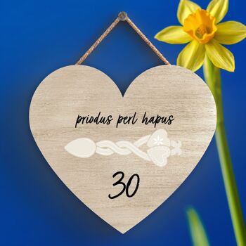 P4620 - 30e anniversaire de mariage Welsh Love Spoon Plaque à suspendre en forme de cœur en bois 1