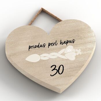 P4620 - 30e anniversaire de mariage Welsh Love Spoon Plaque à suspendre en forme de cœur en bois 2