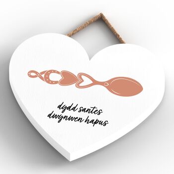 P4647 - Dydd Santes Dwgnwen Hapus Valentines Welsh Love Spoon Plaque Coeur en Bois 4