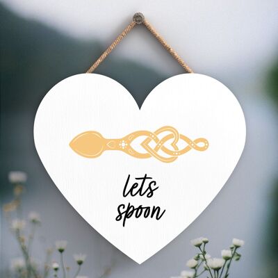 P4649 - Lets Spoon Welsh Love Spoon Placa Colgante Corazón de Madera