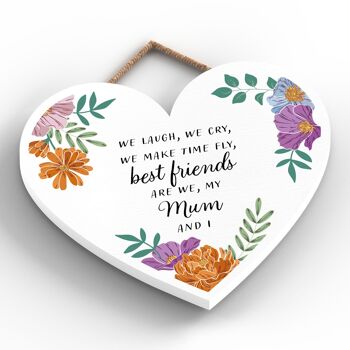 P4654 - Bestfriends Mum And I Mothers Day Plaque décorative en bois à suspendre en forme de coeur 2