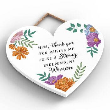 P4656 - Plaque en bois à suspendre en forme de coeur décoratif floral pour maman, merci pour la fête des mères 2
