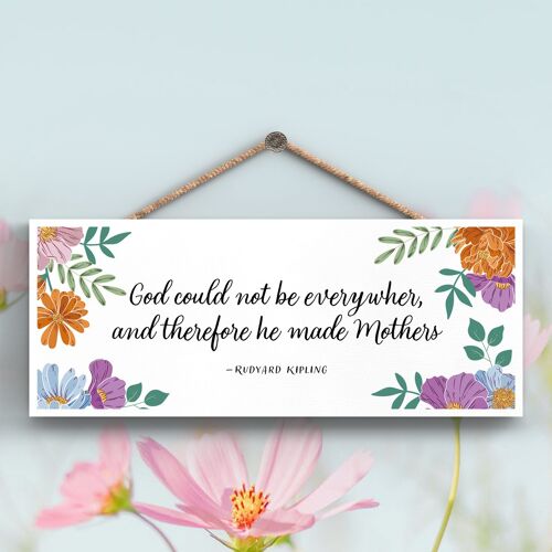 P4658 - God Made Mothers Mothers Day Floral Decorative Hanging Wooden Plaque