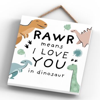 P4711 - Dinosaure Rawr signifie que je t'aime, plaque à suspendre pour chambre d'enfant 4
