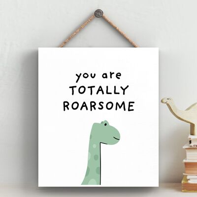 P4712 - Dinosaur Totally Roarsome Brontosaurus Kids Bedroom Sign Hanging Plaque