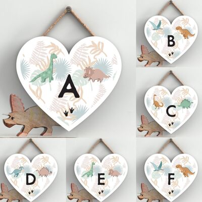 P4719 - Dinosaur Personalised Alphabet Room Kids Bedroom Sign Hanging Plaque