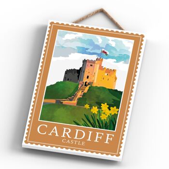 P4723 - Plaque Décorative Murale à Suspendre de Style Timbre Illustration du Château de Cardiff 4