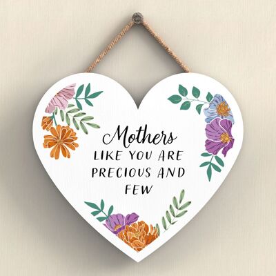 P4748 - Mothers Precious And Few Mothers Day Floral Heart Shaped Hanging Plaque
