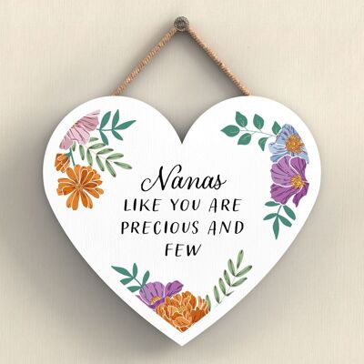 P4749 - Nanas Precious And Few Mothers Day Floral Heart Shaped Hanging Plaque