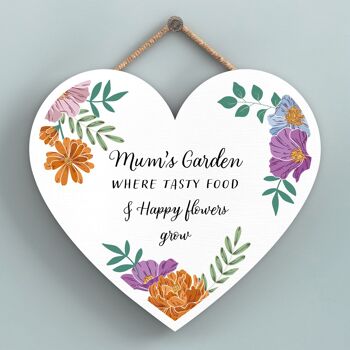 P4754 - Plaque à suspendre en forme de coeur floral Mums Garden 1