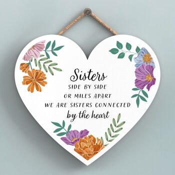 P4755 - Plaque à suspendre en forme de cœur florale Sisters Side By Side 1