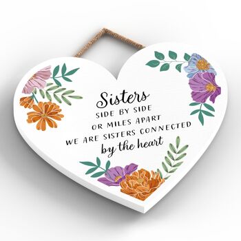P4755 - Plaque à suspendre en forme de cœur florale Sisters Side By Side 2