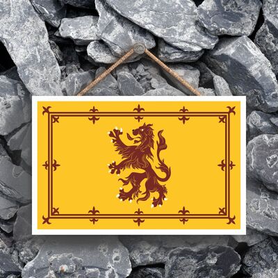 P4822 - Rampant Lion Red And Yellow On Scotland Theme Wooden Hanging Plaque