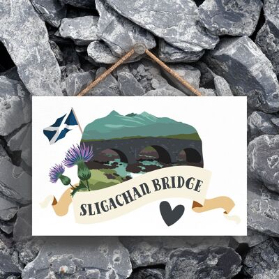 P4826 – Sligachan Brücke zum Thema Schottland zum Aufhängen aus Holz