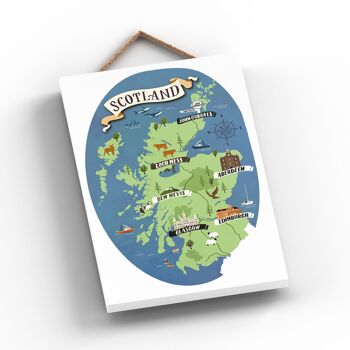 P4827 - Carte de l'Écosse sur le thème de l'Écosse Plaque à suspendre en bois 2