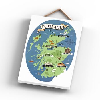 P4827 - Carte de l'Écosse sur le thème de l'Écosse Plaque à suspendre en bois 3