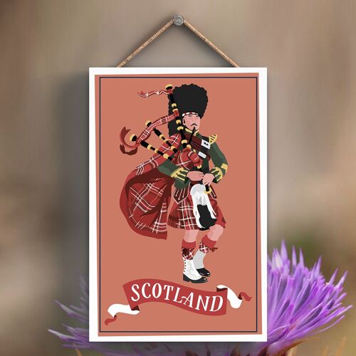 P4830 - Scottish Bagpipe Player On Scotland Theme Wooden Hanging Plaque