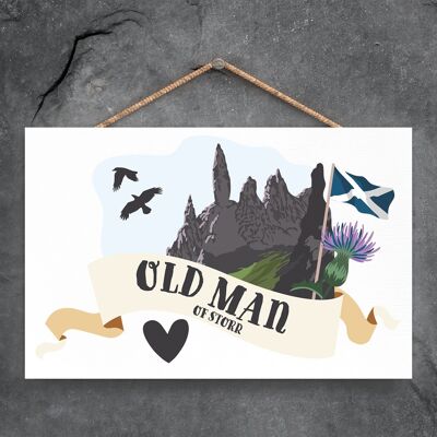 P4836 - Placa Colgante de Madera Temática Old Man Of Storr On Scotland