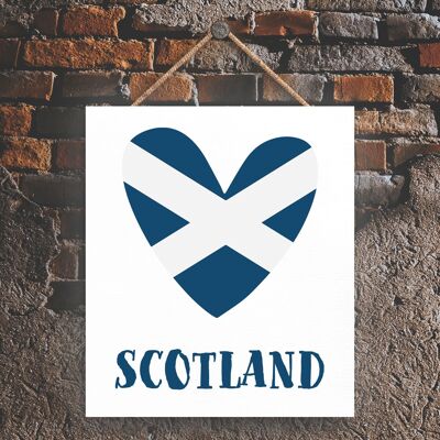 P4851 - Placca da appendere in legno a tema Love Scotland On Scotland