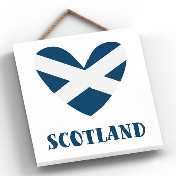 P4851 - Plaque à suspendre en bois sur le thème Love Scotland On Scotland 2