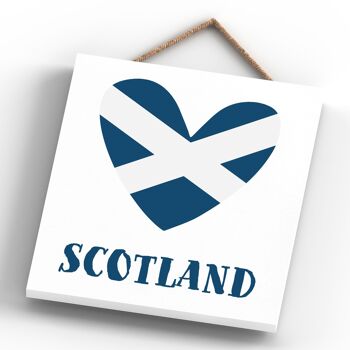 P4851 - Plaque à suspendre en bois sur le thème Love Scotland On Scotland 4