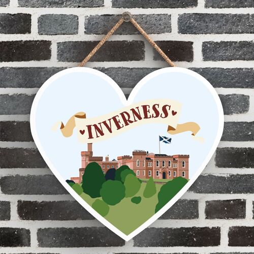 P4866 - Inverness Castle Heart Scotland Theme Wooden Hanging Plaque