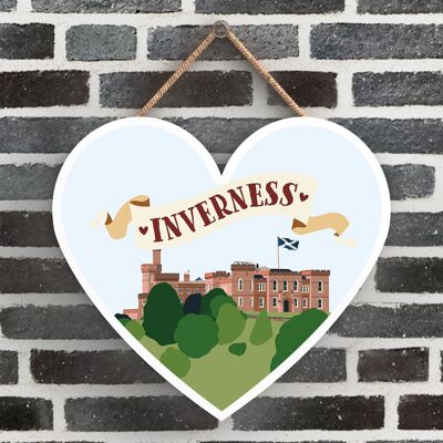 P4866 – Inverness Castle Heart Scotland Thema Holzschild zum Aufhängen