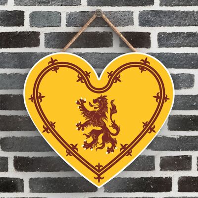 P4867 - Rampant Lion Heart Scotland Theme Wooden Hanging Plaque