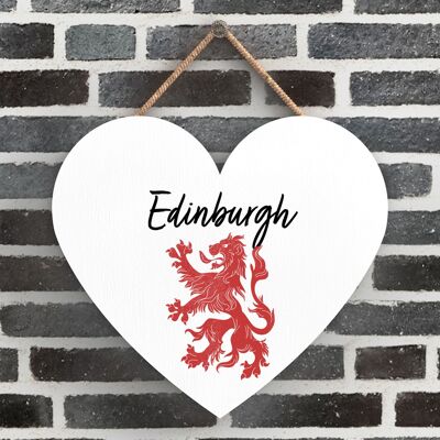 P4869 - Edinburgh Rampant Lion Heart Scotland Theme Wooden Hanging Plaque