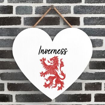 P4871 - Inverness Rampant Lion Heart Ecosse Plaque à suspendre en bois 1
