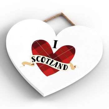 P4879 - I Love Scotland Heart Plaque à suspendre en bois sur le thème de l'Écosse 4