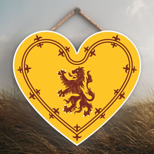 P4881 - Rampant Lion Heart Scotland Theme Wooden Hanging Plaque
