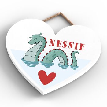 P4889 - Plaque à suspendre en bois sur le thème Nessie Heart Scotland 4