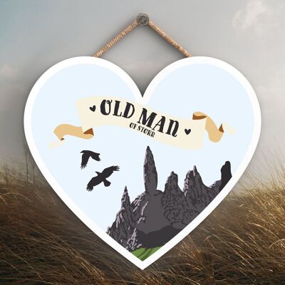 P4890 - Old Man Or Storr Heart Scotland Theme Wooden Hanging Plaque