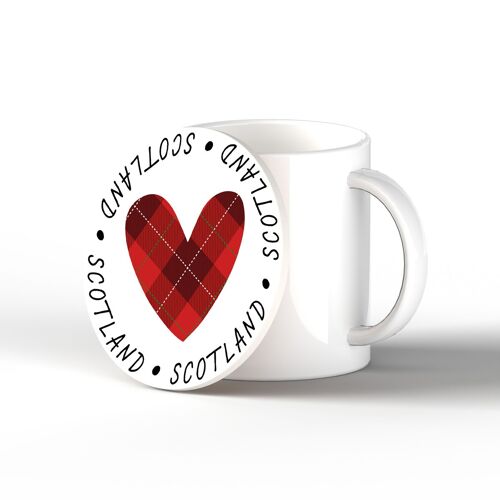 P4894 - Tartan Heart On A Scotland Theme Ceramic Coaster