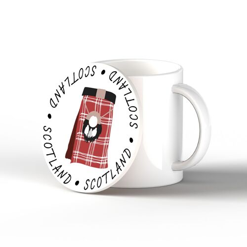 P4897 - Tartan Kilt On A Scotland Theme Ceramic Coaster