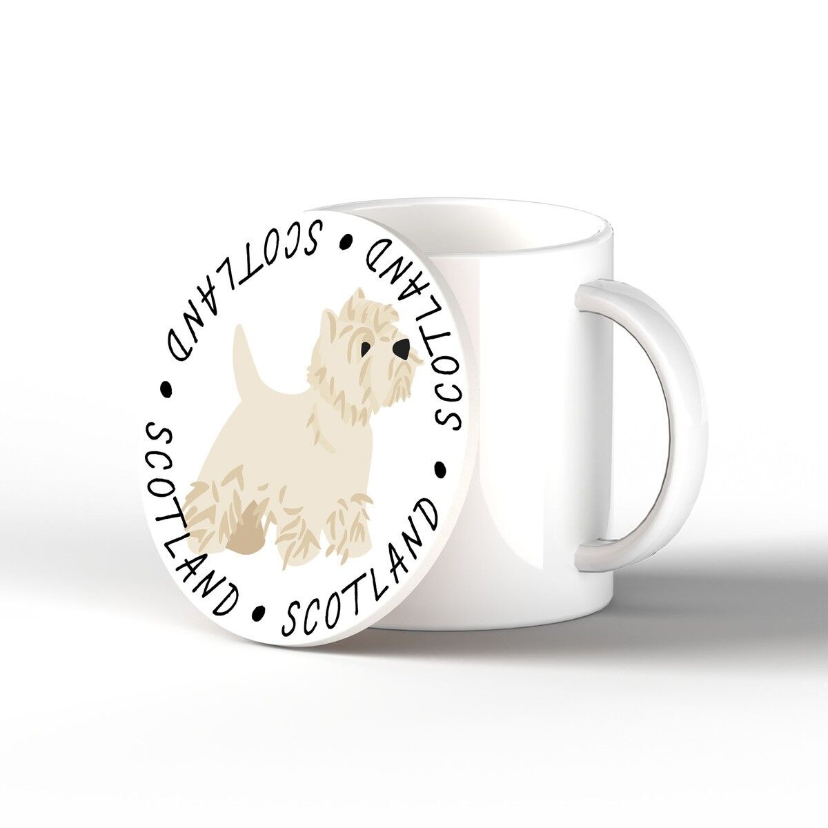 P4901 - Westie Scottish Terrier su un sottobicchiere in ceramica a tema Scozia
