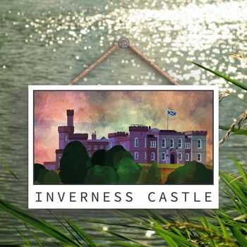 P4915 - Inverness Castle Night Scotlands Landscape Illustration Plaque en bois 1