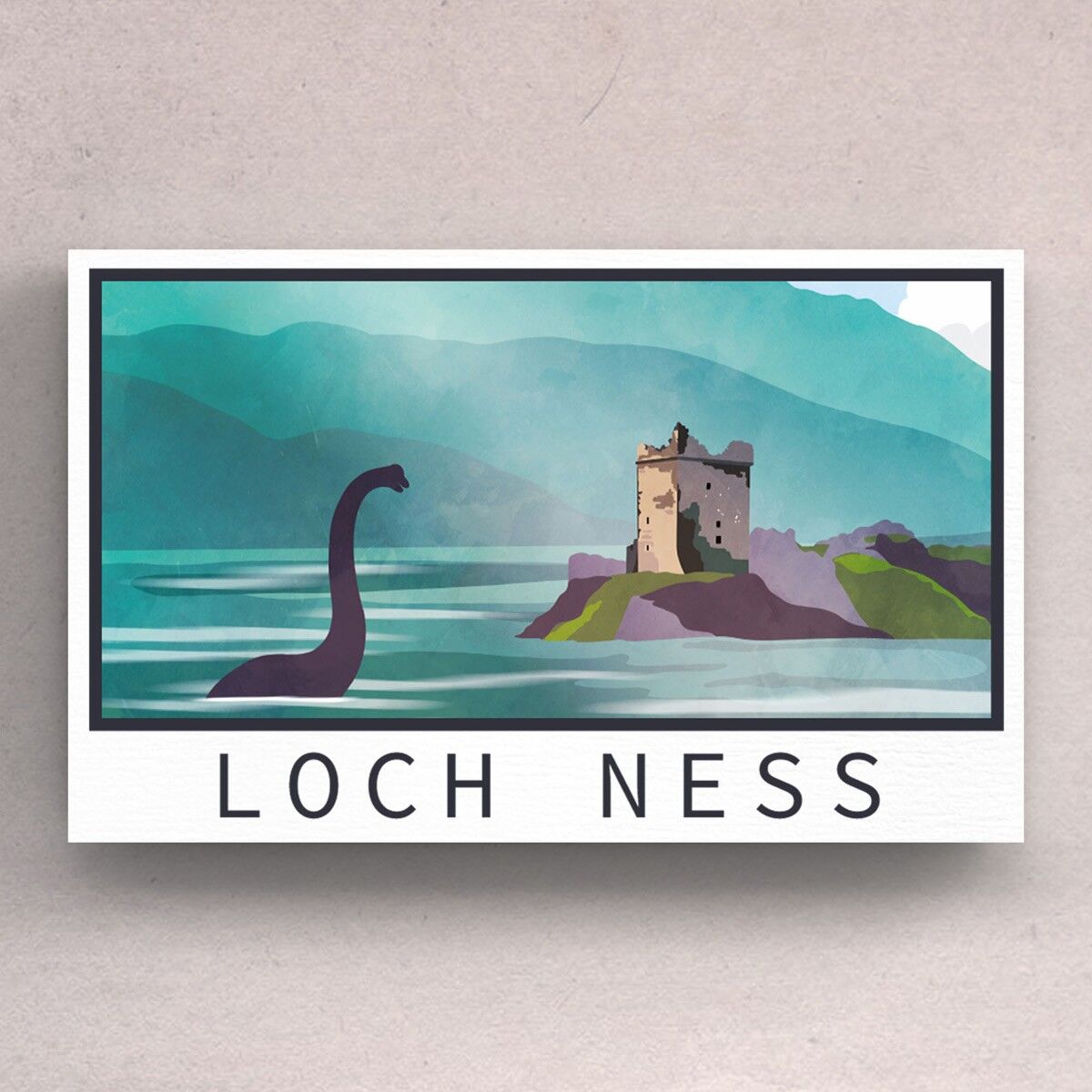 P4920 - Loch Ness Nessie Day Scotlands Paesaggio Illustrazione Targa in legno