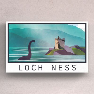 P4920 - Loch Ness Nessie Day Escocia Paisaje Ilustración Placa de Madera