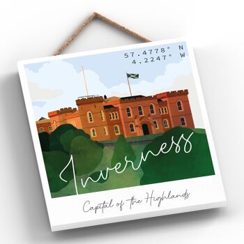 P4922 - Inverness Castle Day Scotlands Landscape Illustration Plaque en bois 2