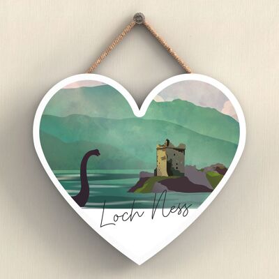 P4929 - Loch Ness Nessie Night Scotlands Landscape Illustration Wooden Plaque