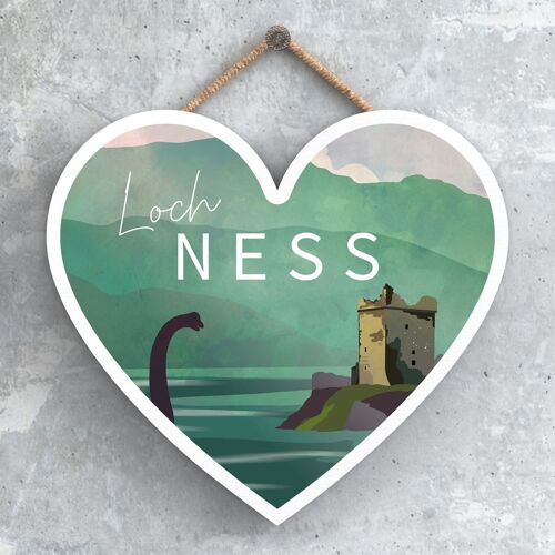 P4935 - Loch Ness Nessie Night Scotlands Landscape Illustration Wooden Plaque