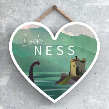 P4935 - Loch Ness Nessie Night Scotlands Landscape Illustration Plaque en bois 1