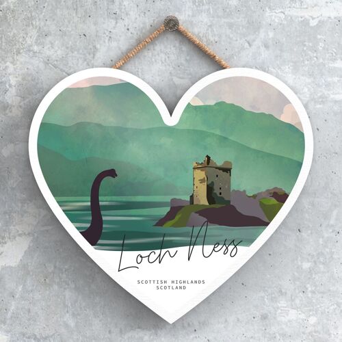 P4937 - Loch Ness Nessie Night Scotlands Landscape Illustration Wooden Plaque